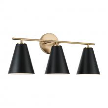  AA1039RK - 24"W x 10"H 3-Light Vanity in Matte Brass and Black