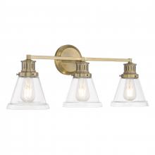  2403-AN-CL - Alden 26'' Wide 3-Light Vanity Light - Antique Brass, Clear