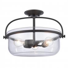  89443/3 - Wentworth 17'' Wide 3-Light Semi Flush Mount - Matte Black