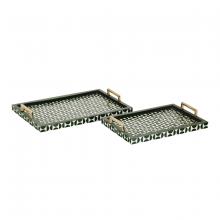  H0807-9764/S2 - Futrelle Tray - Set of 2 Dark Green