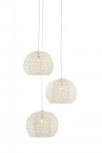  9000-0910 - Piero White 3-Light Round Multi-Drop Pendant