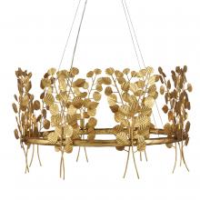  9000-0975 - Golden Eucalyptus Round Chandelier