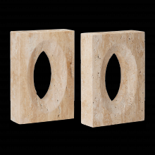  1200-0774 - Demi Travertine Bookends Set of 2